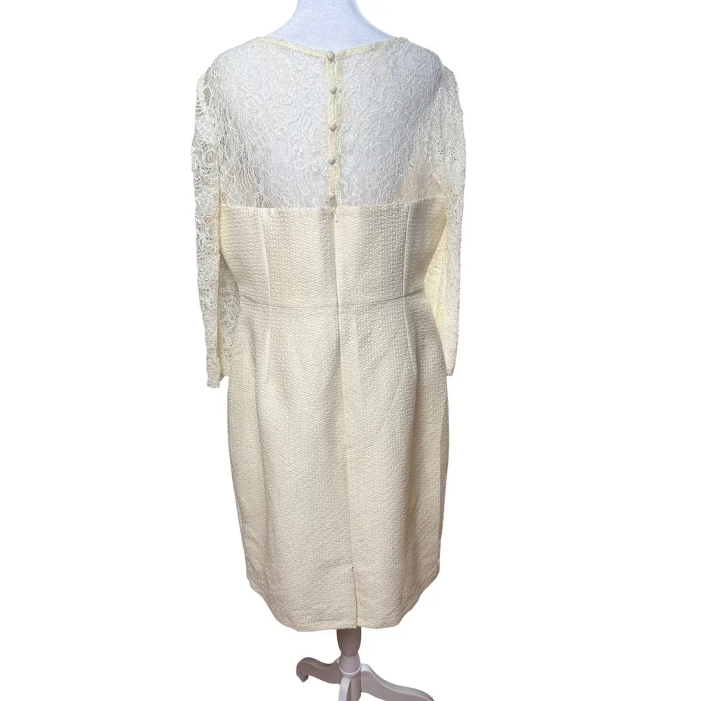 Sonia Pena Lace Sheath Dress Womens 16 Ivory Beaded Waist Formal Event MSRP $450